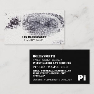 Fingerprint Design, Private Detective Investigator Business Card