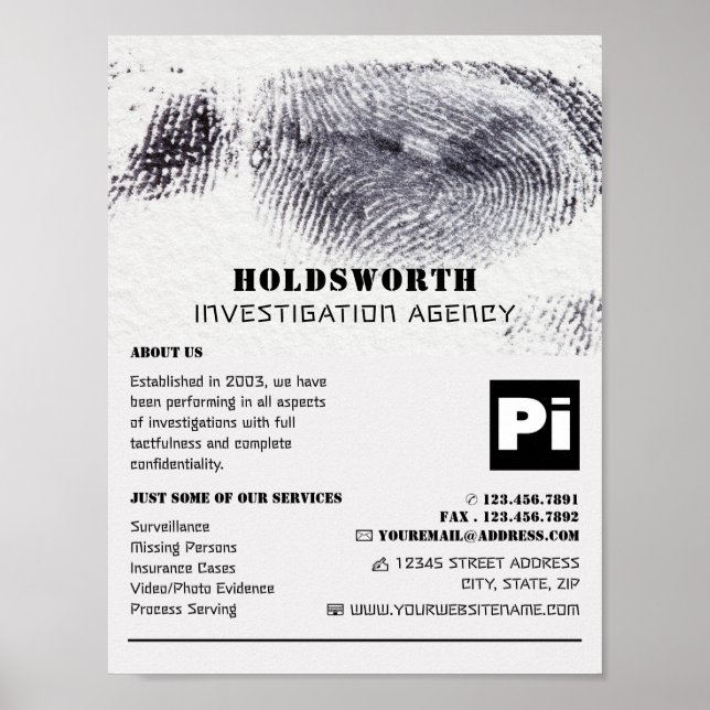 Fingerprint Design, Private Detective Investigator Poster (Front)
