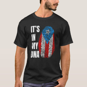 Fingerprint DNA Biometry Boricua Flag Puerto Rico T-Shirt