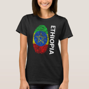 Fingerprint DNA Biometry Flag Ethiopia T-Shirt