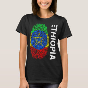 Fingerprint DNA Biometry Flag Ethiopia T-Shirt
