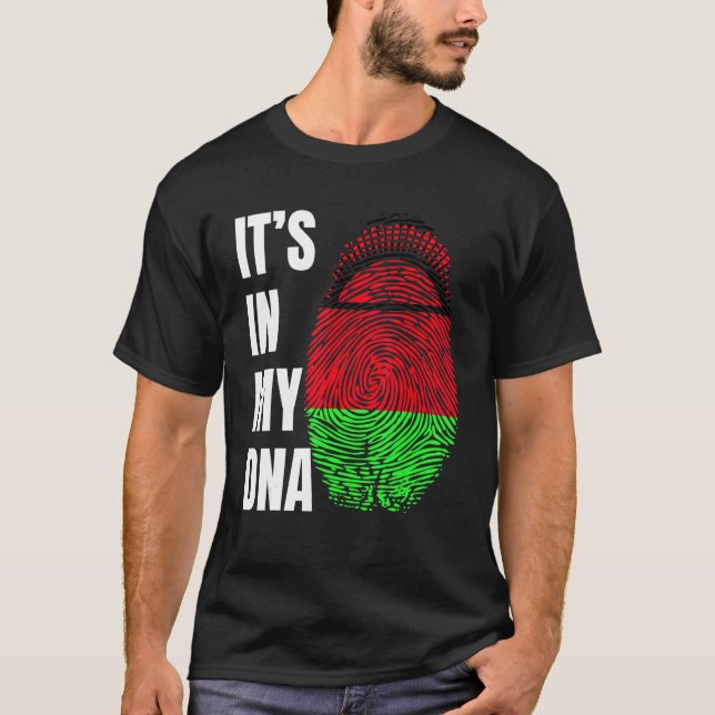 Fingerprint DNA Biometry Flag Malawi T-Shirt (Front)