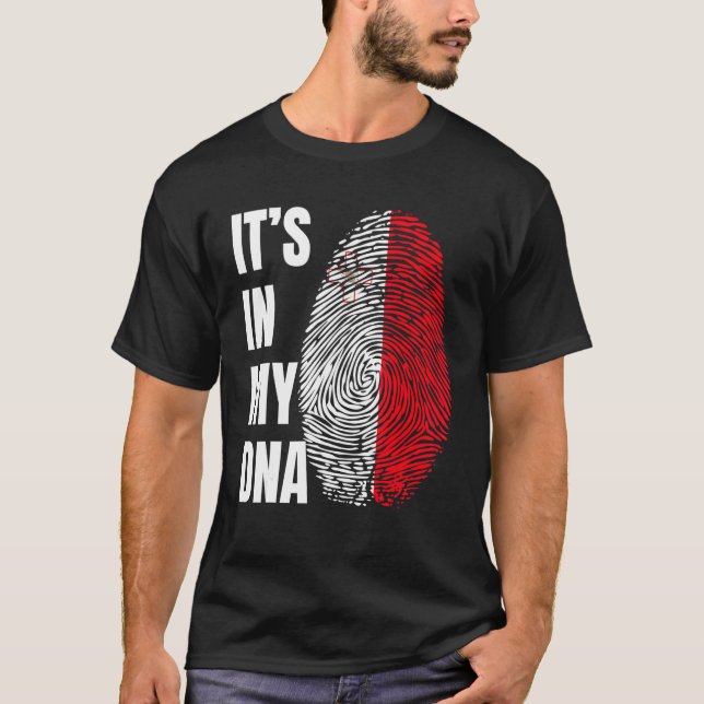 Fingerprint DNA Biometry Flag Malta T-Shirt (Front)
