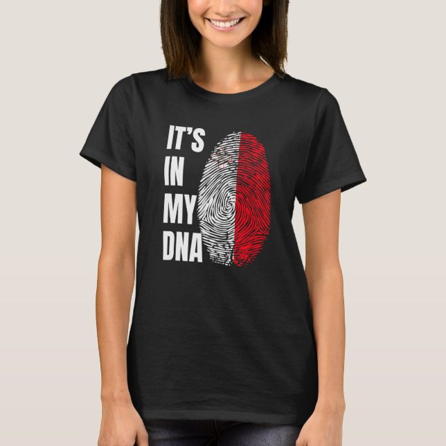 Fingerprint DNA Biometry Flag Malta   T-Shirt (Front)