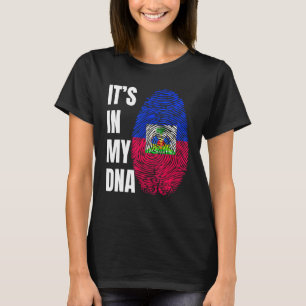 Fingerprint DNA Biometry Haitian Flag Haiti T-Shirt
