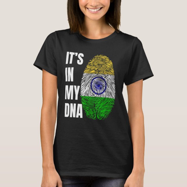 Fingerprint DNA Biometry Indian Flag India T-Shirt (Front)