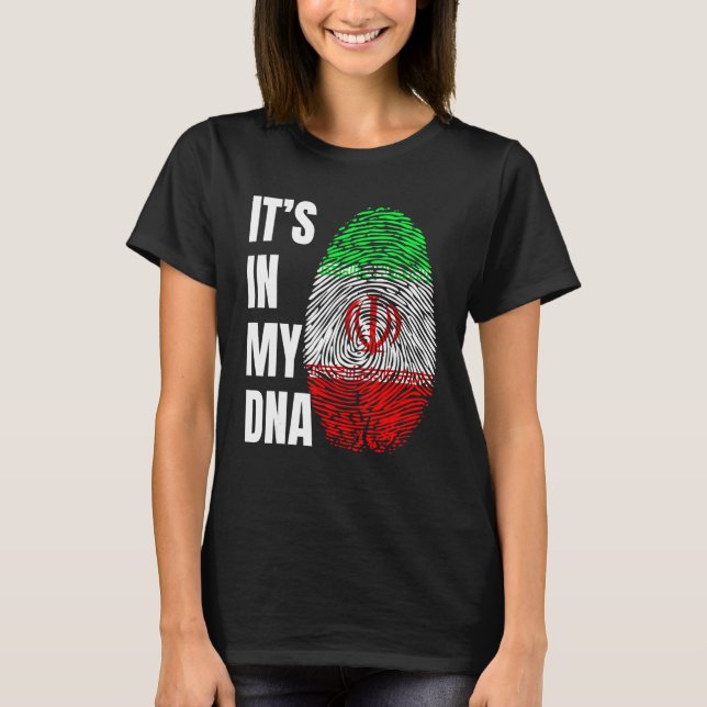 Fingerprint DNA Biometry Iranian Flag Iran T-Shirt (Front)