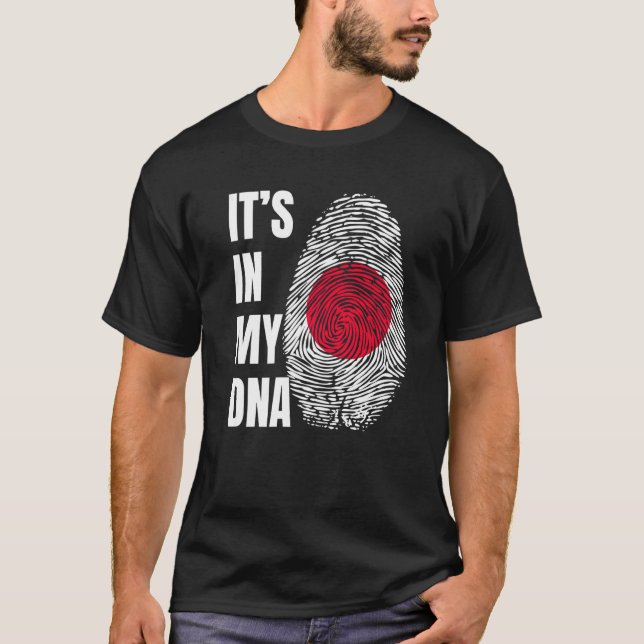 Fingerprint DNA Biometry Japanese Flag Japan T-Shirt (Front)