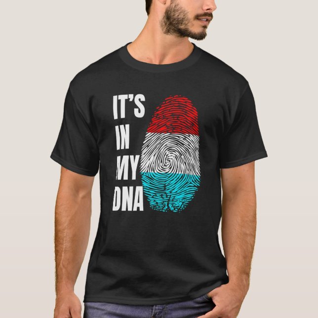 Fingerprint DNA Biometry Luxembourg Flag Luxembour T-Shirt (Front)