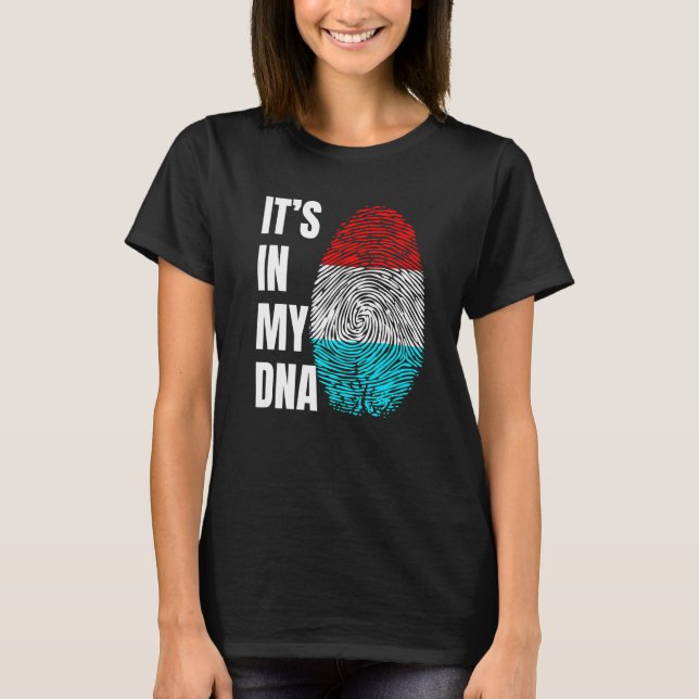 Fingerprint DNA Biometry Luxembourg Flag Luxembour T-Shirt (Front)