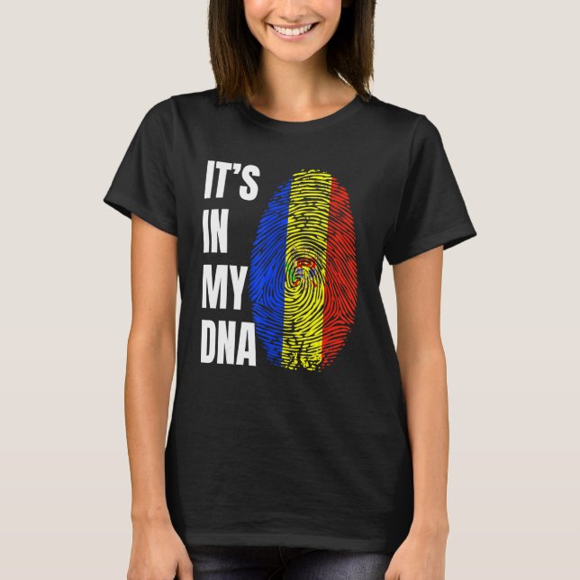 Fingerprint DNA Biometry Moldova Flag Moldova T-Shirt (Front)
