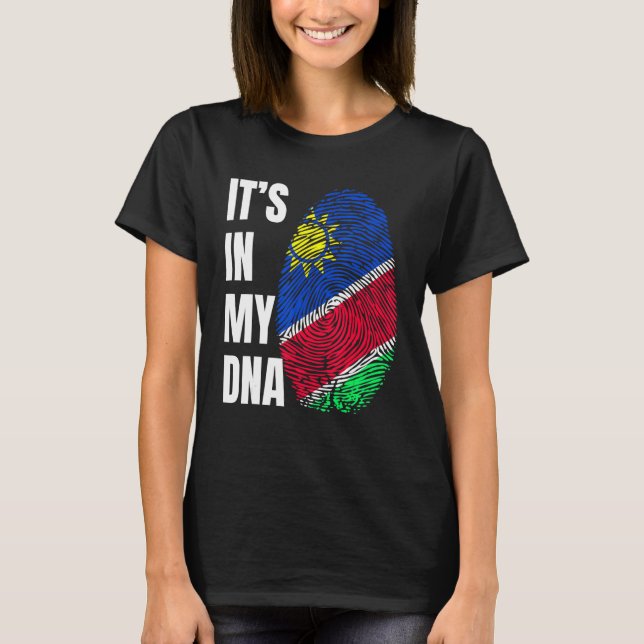 Fingerprint DNA Biometry Namibia Flag T-Shirt (Front)