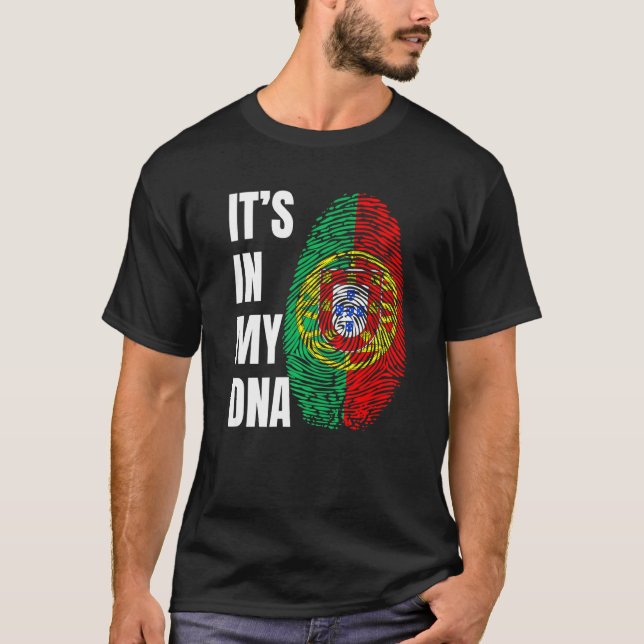 Fingerprint DNA Biometry Portuguese Flag Portugal  T-Shirt (Front)