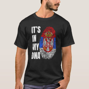 Fingerprint DNA Biometry Serbian Flag   T-Shirt