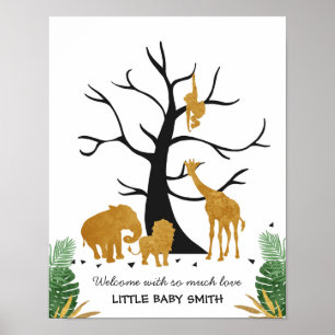 Fingerprint guestbook Tree Safari Animals Jungle