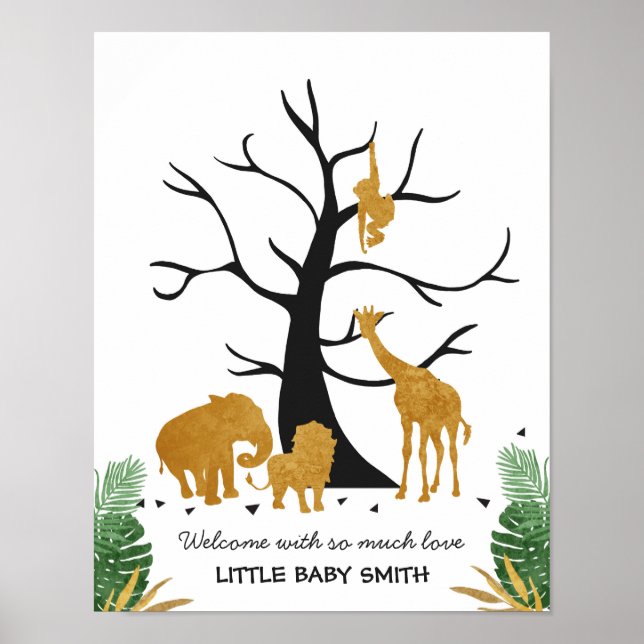 Fingerprint guestbook Tree Safari Animals Jungle (Front)