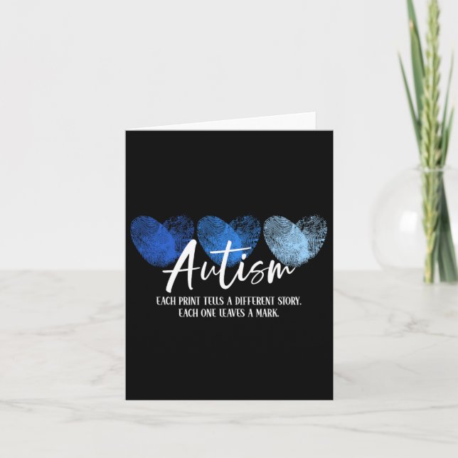 Fingerprint Heart Autism Each Print Tells A Differ Card (Front)