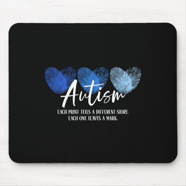 Fingerprint Heart Autism Each Print Tells A Differ Mouse Mat (Front)