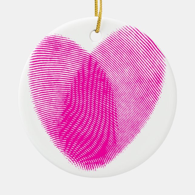 Fingerprint Heart Ceramic Tree Decoration (Front)