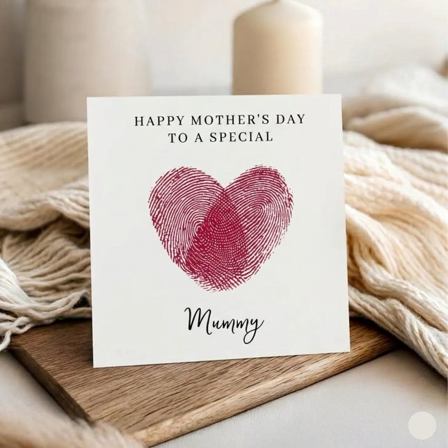 Fingerprint Heart Happy Mother's Day Card  (Creator Uploaded)