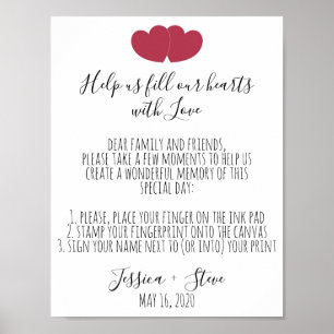 Fingerprint heart wedding guestbook instructions