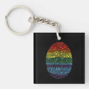 Fingerprint LGBTQ Proud Gay Lesbian Rainbow Pride Key Ring