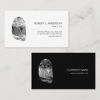Fingerprint Private Investigator Black White Business Card