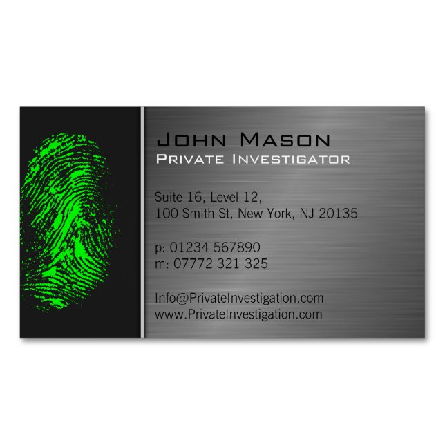 Fingerprint Private Investigator Business Card (Front)