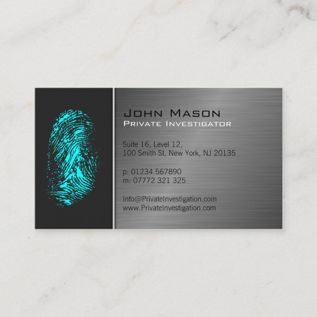 Fingerprint Private Investigator Business Card (Front)