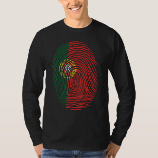 Fingerprint Proud Portuguese Roots Portugal Flag T-Shirt