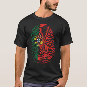 Fingerprint Proud Portuguese Roots Portugal Flag T-Shirt