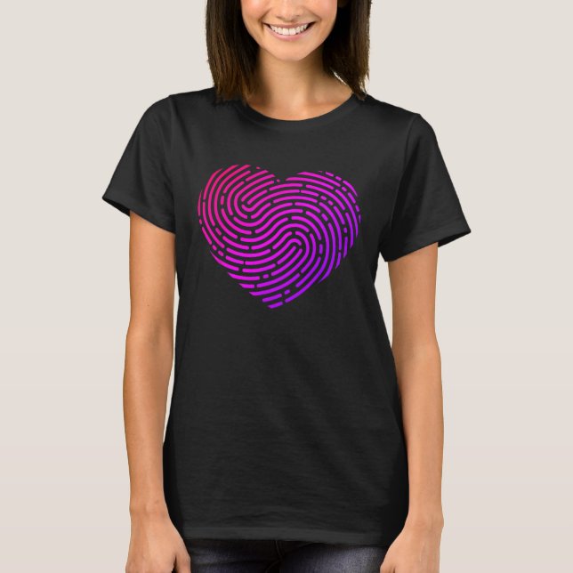 Fingerprint Shape Heart Forensic Science Tshirt Va (Front)