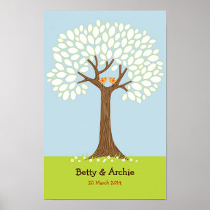 Fingerprint / Signature Tree w/ Lovebirds Wedding Poster