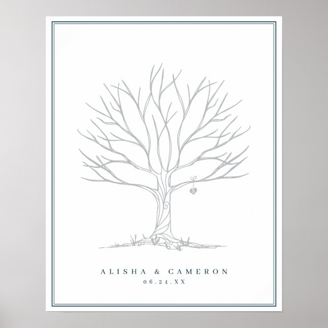Fingerprint Tree & Monogram Wedding Guest Book (Front)