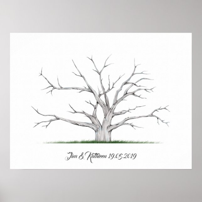 Fingerprint Tree Wedding Guest book (Front)