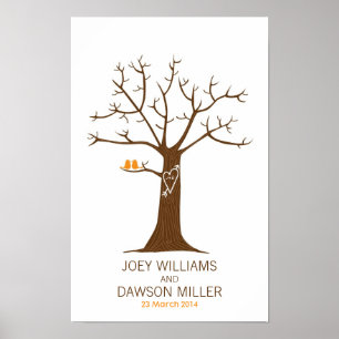 Fingerprint Tree Wedding (White) Poster