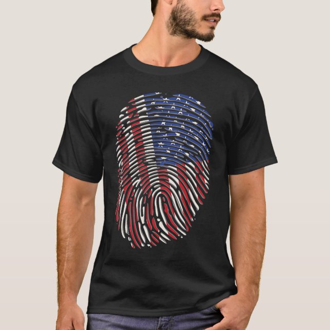 Fingerprint USA Flag for Men and Women T-Shirt (Front)