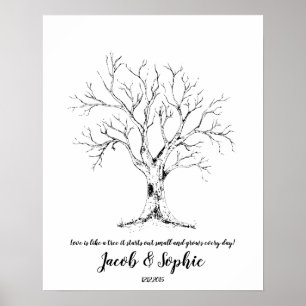 fingerprint wedding guest book tree hand drawn