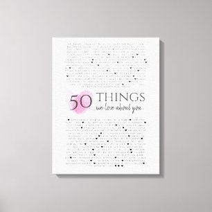 fingerprints on heart pink 50 reasons I love you Canvas Print