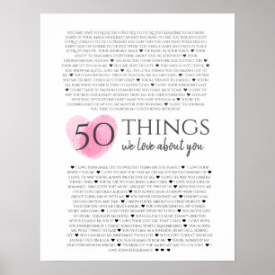 fingerprints on heart pink 50 reasons I love you Poster