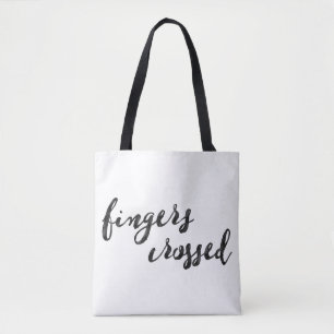 Fingers Crossed Typography Tote Bag