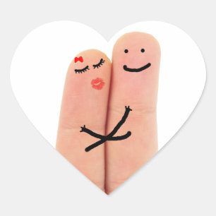 Fingers in love heart sticker