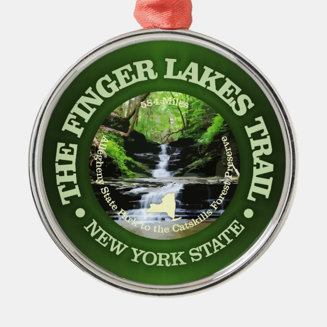 Fingers Lakes Trail Metal Tree Decoration (Front)