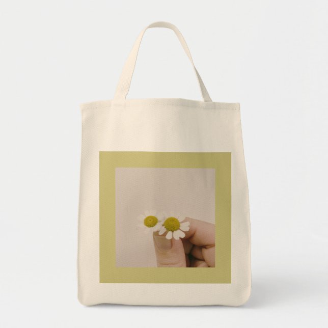 “Fingertip Daisy – Soft Botanical Tote Bag” Bag (Front)