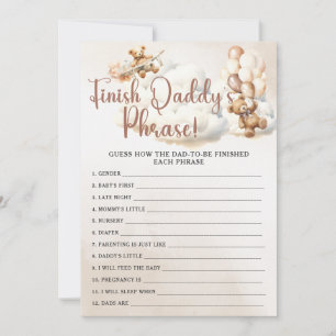 FINISH DADDY'S PHRASE Baby Shower Game Cute Bear Invitation