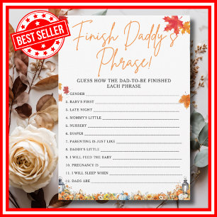 FINISH DADDY'S PHRASE Baby Shower Game PUMPKIN Invitation