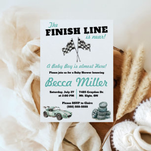 Finish Line is Near!  Race Car Baby Shower Invitation