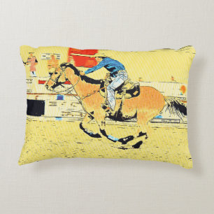 Finish-Line Run - Rodeo Cowgirl Decorative Cushion