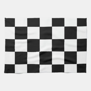 finish race car flag black white squares chess tea towel