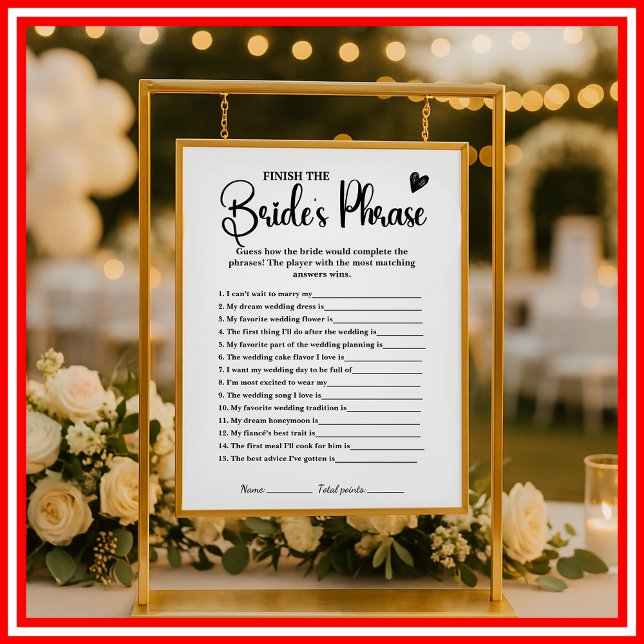 Finish The Brides Phrase Bridal Shower Game  (Creator Uploaded)